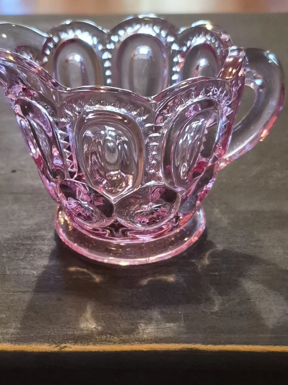 Pink Pressed Glass Decorative Creamer - Weishar